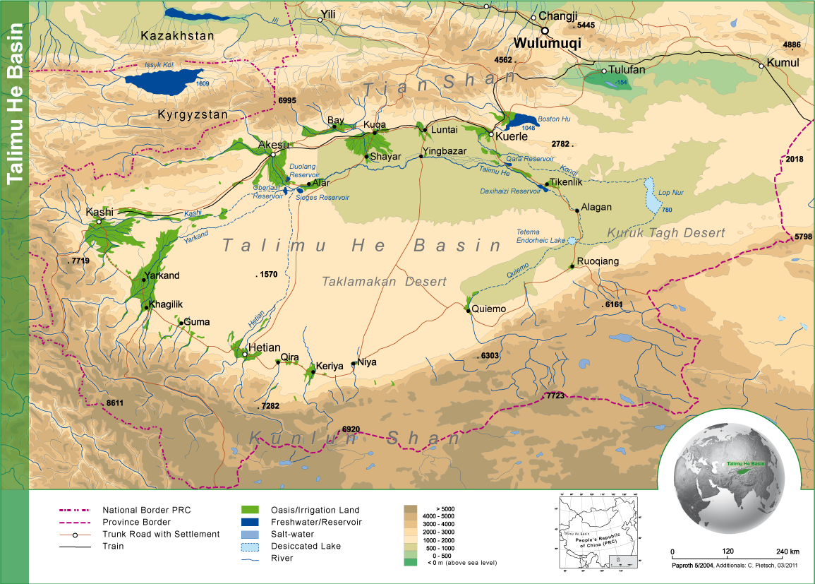 SuMaRiO Untersuchungsgebiet in der westchinesischen Provinz Xinjiang (Quelle: aus der Dissertation von Umut Halik)
